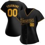 Custom Baseball Authentic Schwarzes Trikot Gold-Schwarz Custom Baseball Authentic Schwarzes Trikot Gold-Schwarz