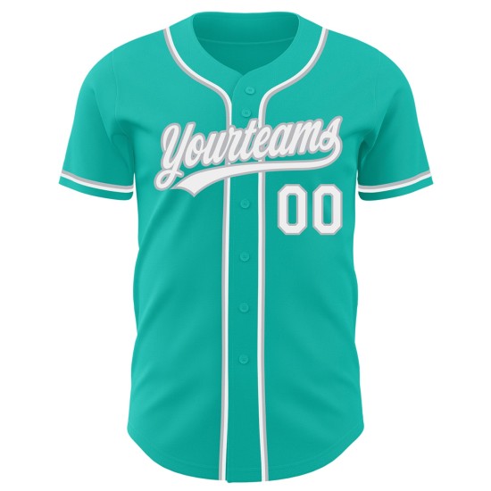 Jersey Aqua Custom Baseball Weiß-Grau Authentic Jersey Aqua Custom Baseball Weiß-Grau Authentic