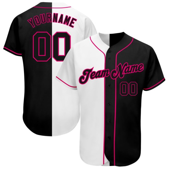 Rosa Authentic Baseball Custom Fashion Weiß-Schwarz Jersey Split Rosa Authentic Baseball Custom Fashion Weiß-Schwarz Jersey Split