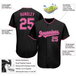 Pink-Weiß Custom Authentic Jersey Baseball Schwarz Pink-Weiß Custom Authentic Jersey Baseball Schwarz