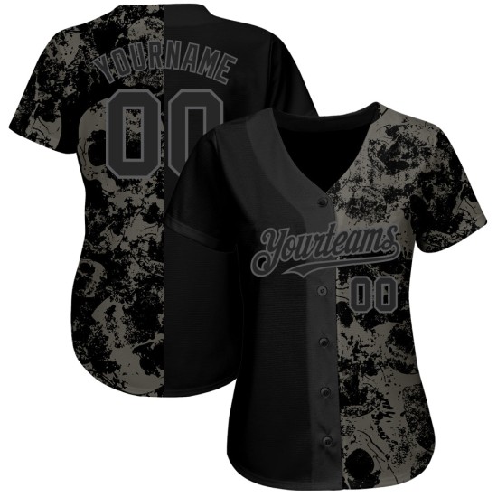 Grau Schwarz Stahl 3D Schädel Jersey Authentische Custom Baseball Mode Grau Schwarz Stahl 3D Schädel Jersey Authentische Custom Baseball Mode