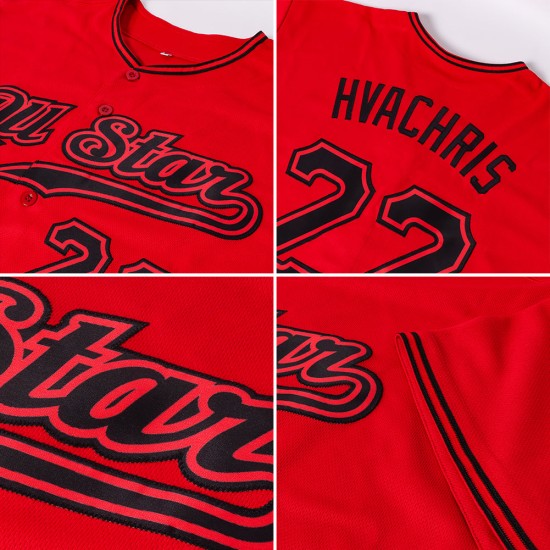 Authentisches rotes schwarzes benutzerdefiniertes Baseball-Trikot Authentisches rotes schwarzes benutzerdefiniertes Baseball-Trikot