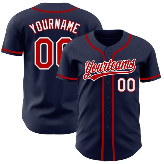 Benutzerdefiniertes authentisches Marineblau-Rot-Weiß-Baseballtrikot Benutzerdefiniertes authentisches Marineblau-Rot-Weiß-Baseballtrikot