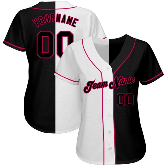 Rosa Authentic Baseball Custom Fashion Weiß-Schwarz Jersey Split Rosa Authentic Baseball Custom Fashion Weiß-Schwarz Jersey Split