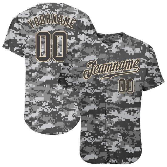 Jersey Steel Camo Authentic bis Grau-Creme Custom Baseball Salute Service Jersey Steel Camo Authentic bis Grau-Creme Custom Baseball Salute Service