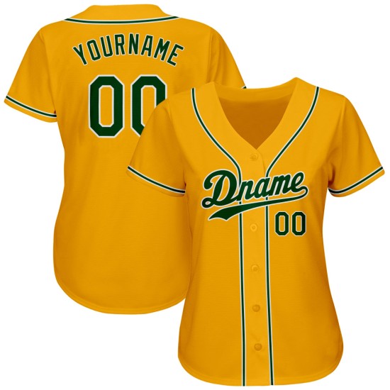 Grün-Weiß-Gold-Trikot Authentic Baseball Custom Grün-Weiß-Gold-Trikot Authentic Baseball Custom
