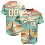 Baseball Hawaii Design Gold 3D Weiß-Alt Jersey Cartoon Bäume Authentische Muster Custom Palm Aqua Baseball Hawaii Design Gold 3D Weiß-Alt Jersey Cartoon Bäume Authentische Muster Custom Palm Aqua