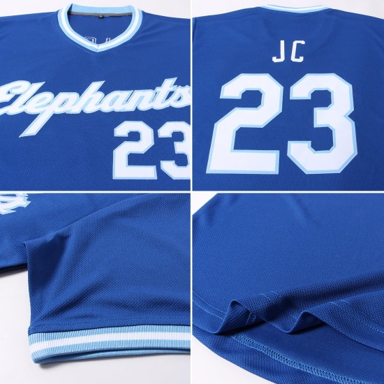 White-Light Jersey Baseball Royal Rib-Strick Custom Blue Authentic Throwback Shirt White-Light Jersey Baseball Royal Rib-Strick Custom Blue Authentic Throwback Shirt
