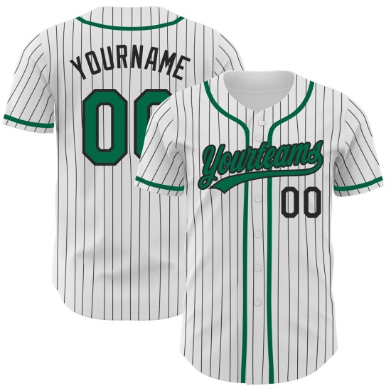 Baseball Jersey Kelly Weiß Schwarz Custom Grün Authentic Nadelstreifen Baseball Jersey Kelly Weiß Schwarz Custom Grün Authentic Nadelstreifen