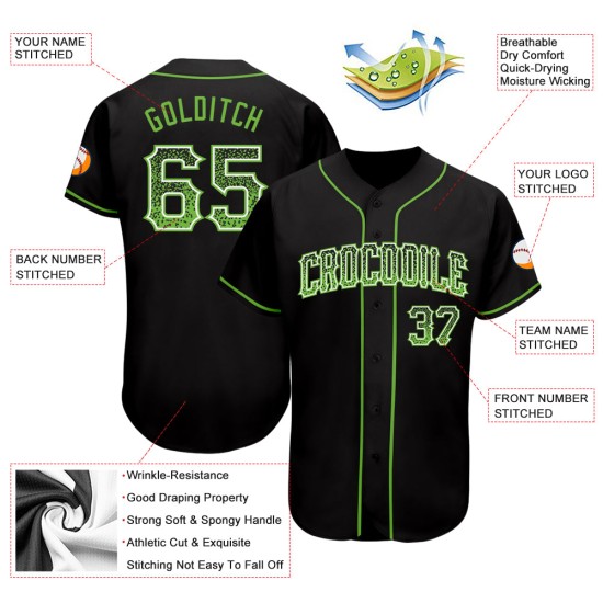 Grün-Weiß Drift Custom Baseball Jersey Schwarz Fashion Authentic Neon Grün-Weiß Drift Custom Baseball Jersey Schwarz Fashion Authentic Neon