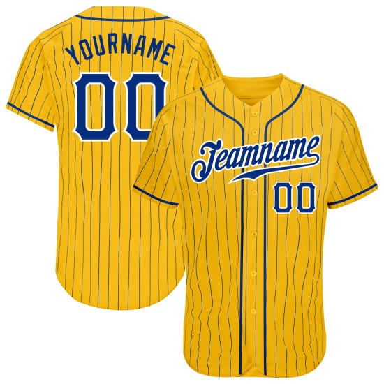 Nadelstreifen Royal-Weiß Authentic Gelb Baseball Jersey Royal Custom Nadelstreifen Royal-Weiß Authentic Gelb Baseball Jersey Royal Custom