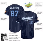 Custom Authentic Jersey Navy Weiß Baseball Nadelstreifen Blau-Weiß Hell Custom Authentic Jersey Navy Weiß Baseball Nadelstreifen Blau-Weiß Hell