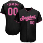 Pink-Weiß Custom Authentic Jersey Baseball Schwarz Pink-Weiß Custom Authentic Jersey Baseball Schwarz