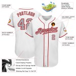 Jersey Weiß Baseball Authentic Grau-Rot Custom Jersey Weiß Baseball Authentic Grau-Rot Custom