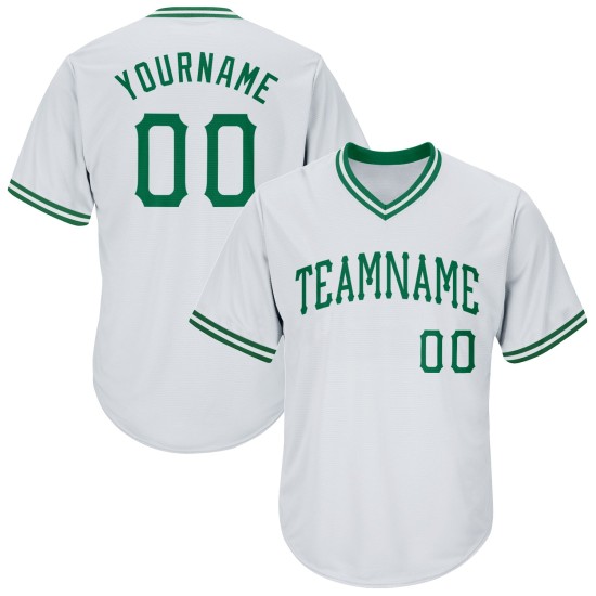 Baseball Custom Grün Throwback Rippstrick Kelly Authentic Shirt Jersey Weiß Baseball Custom Grün Throwback Rippstrick Kelly Authentic Shirt Jersey Weiß