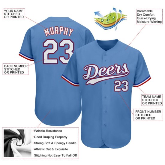 Weiß-Rot Baseball Blau Jersey Authentic Light Custom Weiß-Rot Baseball Blau Jersey Authentic Light Custom