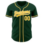 Authentisches Trikot Custom Gold-Weiß Baseball Grün Authentisches Trikot Custom Gold-Weiß Baseball Grün