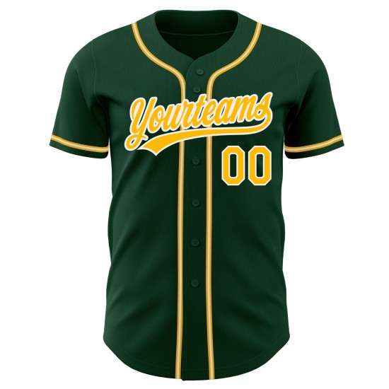 Authentisches Trikot Custom Gold-Weiß Baseball Grün Authentisches Trikot Custom Gold-Weiß Baseball Grün