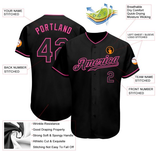 Baseball Schwarz-Rosa Trikot Custom Schwarz Authentic Baseball Schwarz-Rosa Trikot Custom Schwarz Authentic