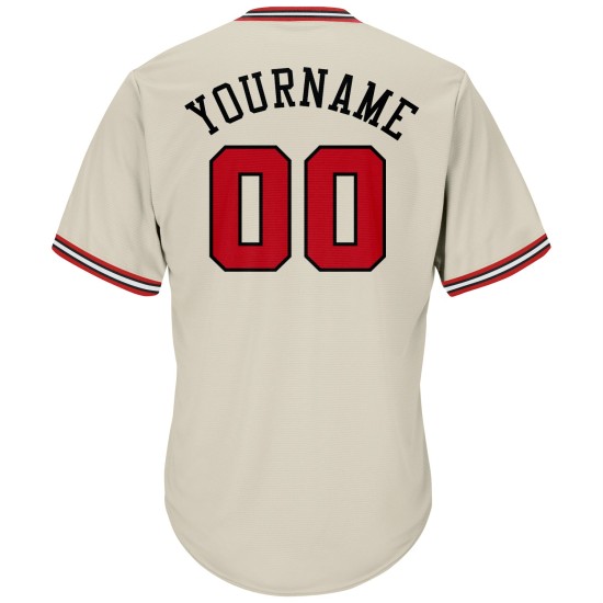 Throwback Authentic Rot-Schwarz Baseball Rib-Strick Jersey Creme Shirt Custom Throwback Authentic Rot-Schwarz Baseball Rib-Strick Jersey Creme Shirt Custom