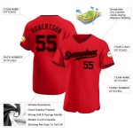 Authentisches rotes schwarzes benutzerdefiniertes Baseball-Trikot Authentisches rotes schwarzes benutzerdefiniertes Baseball-Trikot