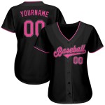 Pink-Weiß Custom Authentic Jersey Baseball Schwarz Pink-Weiß Custom Authentic Jersey Baseball Schwarz