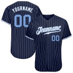 Custom Authentic Jersey Navy Weiß Baseball Nadelstreifen Blau-Weiß Hell Custom Authentic Jersey Navy Weiß Baseball Nadelstreifen Blau-Weiß Hell