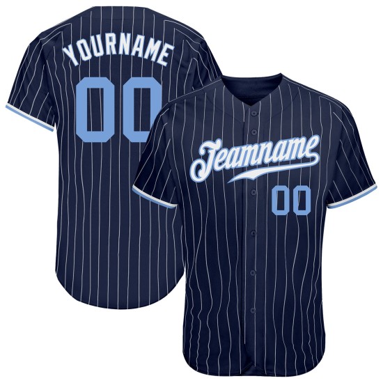 Custom Authentic Jersey Navy Weiß Baseball Nadelstreifen Blau-Weiß Hell Custom Authentic Jersey Navy Weiß Baseball Nadelstreifen Blau-Weiß Hell