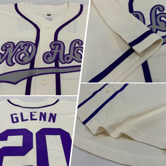 Authentisches Creme Jersey Baseball Lila-Grau Custom Authentisches Creme Jersey Baseball Lila-Grau Custom