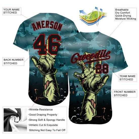 Authentische 3D Custom Night Trick Baseball Horror Jersey Halloween Muster Leckerli Authentische 3D Custom Night Trick Baseball Horror Jersey Halloween Muster Leckerli