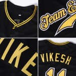 Custom Baseball Authentic Schwarzes Trikot Gold-Schwarz Custom Baseball Authentic Schwarzes Trikot Gold-Schwarz