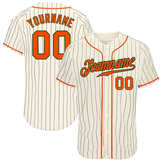 Custom Baseball Orange-Grün Creme Nadelstreifen Authentic Jersey Navy Custom Baseball Orange-Grün Creme Nadelstreifen Authentic Jersey Navy