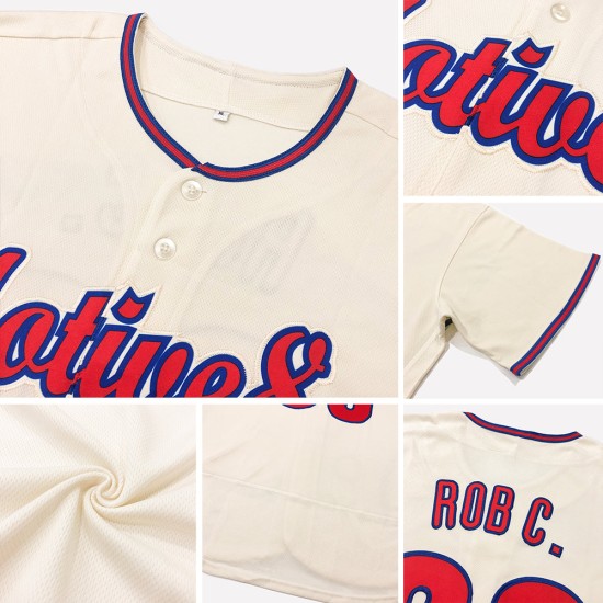 Red-Royal Baseball Custom Authentic Cremefarbenes Trikot Red-Royal Baseball Custom Authentic Cremefarbenes Trikot