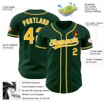Authentisches Trikot Custom Gold-Weiß Baseball Grün Authentisches Trikot Custom Gold-Weiß Baseball Grün