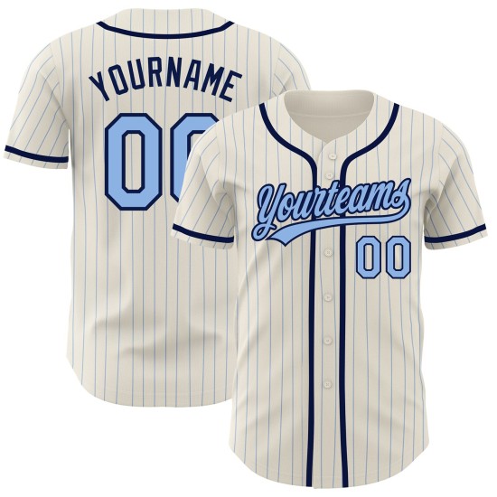 Navy Jersey Nadelstreifen Blau Creme Custom Light Authentic Baseball Navy Jersey Nadelstreifen Blau Creme Custom Light Authentic Baseball
