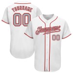 Jersey Weiß Baseball Authentic Grau-Rot Custom Jersey Weiß Baseball Authentic Grau-Rot Custom