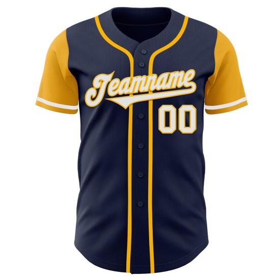 Tone Baseball Authentic Jersey Weiß-Gold Zwei Custom Navy Tone Baseball Authentic Jersey Weiß-Gold Zwei Custom Navy