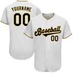 Weiß-Schwarz-Gold Authentic Custom Baseball Jersey Weiß-Schwarz-Gold Authentic Custom Baseball Jersey