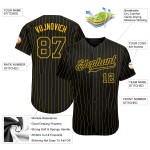 Jersey Pinstripe Gold Authentic Baseball Schwarz Schwarz-Gold Custom Jersey Pinstripe Gold Authentic Baseball Schwarz Schwarz-Gold Custom