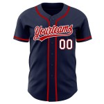 Benutzerdefiniertes authentisches Marineblau-Rot-Weiß-Baseballtrikot Benutzerdefiniertes authentisches Marineblau-Rot-Weiß-Baseballtrikot
