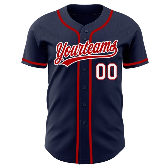 Benutzerdefiniertes authentisches Marineblau-Rot-Weiß-Baseballtrikot Benutzerdefiniertes authentisches Marineblau-Rot-Weiß-Baseballtrikot