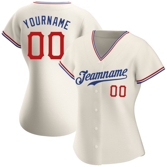 Red-Royal Baseball Custom Authentic Cremefarbenes Trikot Red-Royal Baseball Custom Authentic Cremefarbenes Trikot