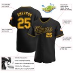 Custom Baseball Authentic Schwarzes Trikot Gold-Schwarz Custom Baseball Authentic Schwarzes Trikot Gold-Schwarz