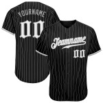 Schwarz Nadelstreifen Grau Authentic Weiß-Grau Baseball Jersey Custom Schwarz Nadelstreifen Grau Authentic Weiß-Grau Baseball Jersey Custom