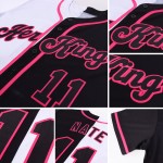 Rosa Authentic Baseball Custom Fashion Weiß-Schwarz Jersey Split Rosa Authentic Baseball Custom Fashion Weiß-Schwarz Jersey Split