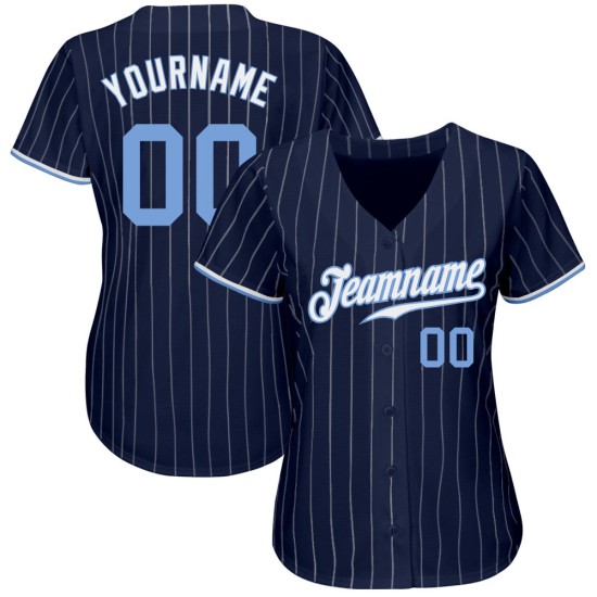 Custom Authentic Jersey Navy Weiß Baseball Nadelstreifen Blau-Weiß Hell Custom Authentic Jersey Navy Weiß Baseball Nadelstreifen Blau-Weiß Hell