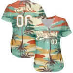 Baseball Hawaii Design Gold 3D Weiß-Alt Jersey Cartoon Bäume Authentische Muster Custom Palm Aqua Baseball Hawaii Design Gold 3D Weiß-Alt Jersey Cartoon Bäume Authentische Muster Custom Palm Aqua