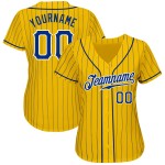 Nadelstreifen Royal-Weiß Authentic Gelb Baseball Jersey Royal Custom Nadelstreifen Royal-Weiß Authentic Gelb Baseball Jersey Royal Custom