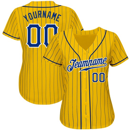 Nadelstreifen Royal-Weiß Authentic Gelb Baseball Jersey Royal Custom Nadelstreifen Royal-Weiß Authentic Gelb Baseball Jersey Royal Custom