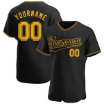 Custom Baseball Authentic Schwarzes Trikot Gold-Schwarz Custom Baseball Authentic Schwarzes Trikot Gold-Schwarz